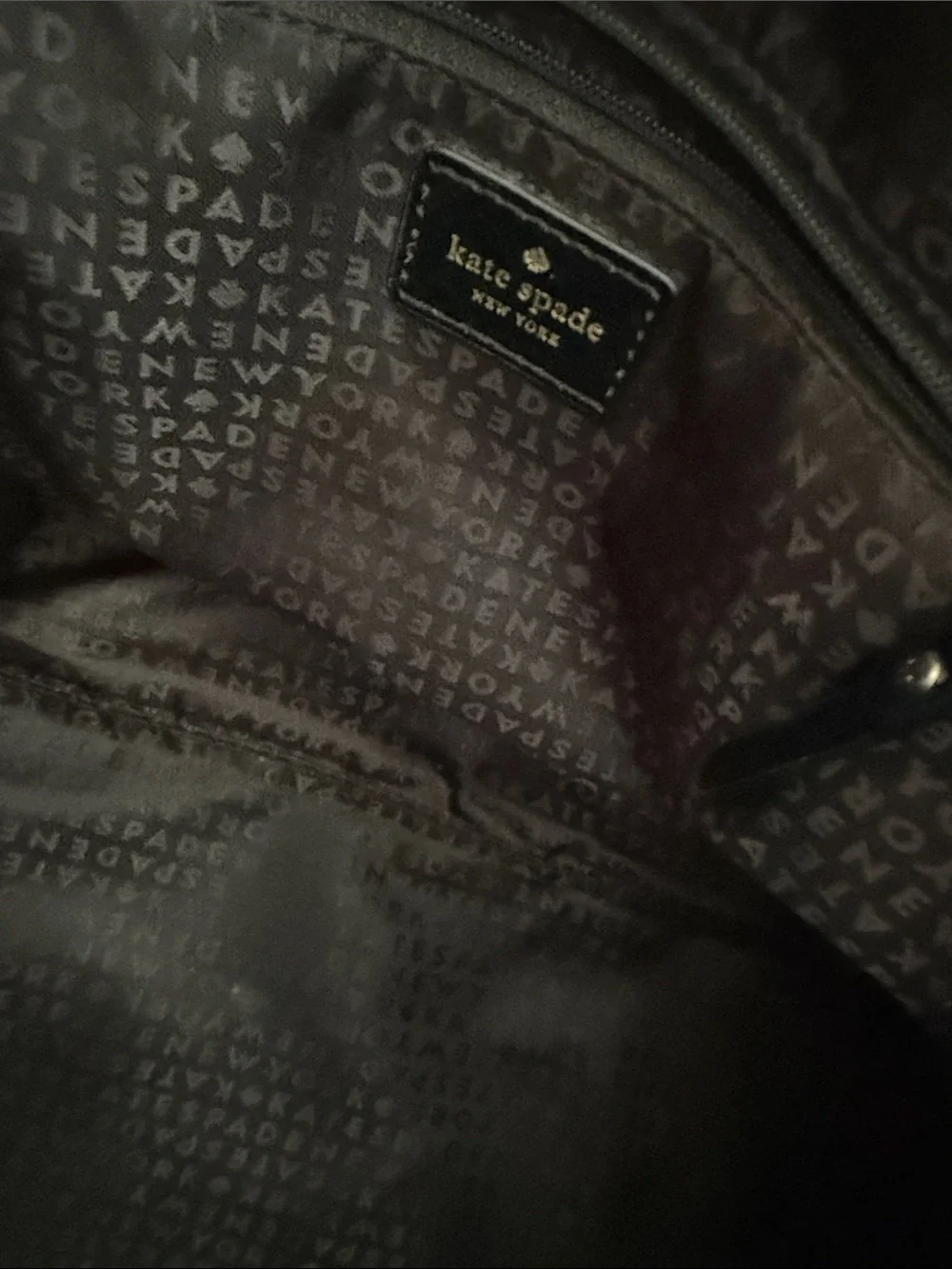 kate spade Black Leather Shoulder Tote with Gold Hardware